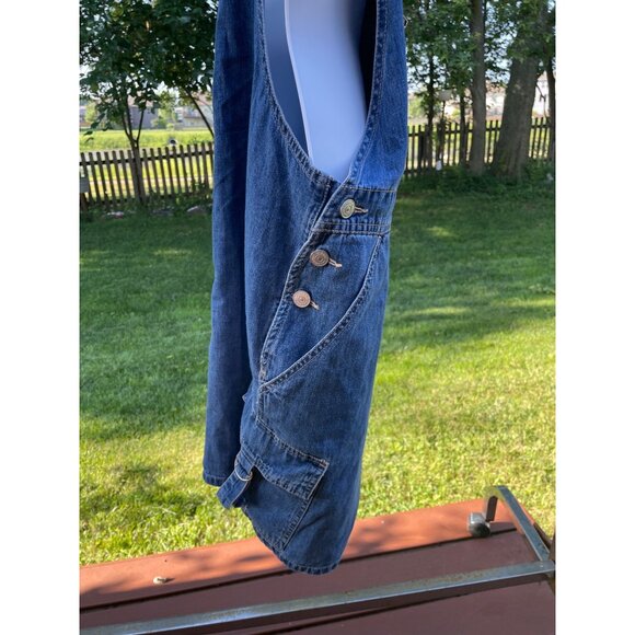 Gloria Vanderbilt Womens Denim Overalls Size L Blue Y2K Wide Leg Comfort Pockets - Picture 9 of 11